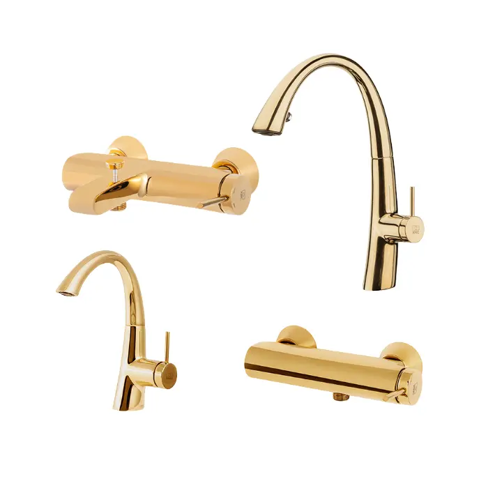 ست شیرآلات 4 تکه کی دبلیو سی مدل زو (طلایی براق )